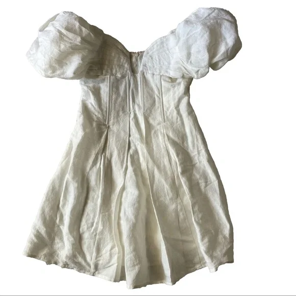 Cult Gaia Lissett Mini Dress Off White Cream Puff Sleeve Fit & Flare Small